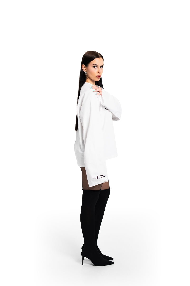 Arabic White Basic Longsleeve | T-Shirt by Oxycult