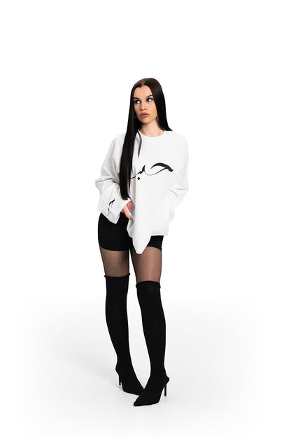 Arabic White Basic Longsleeve | T-Shirt by Oxycult
