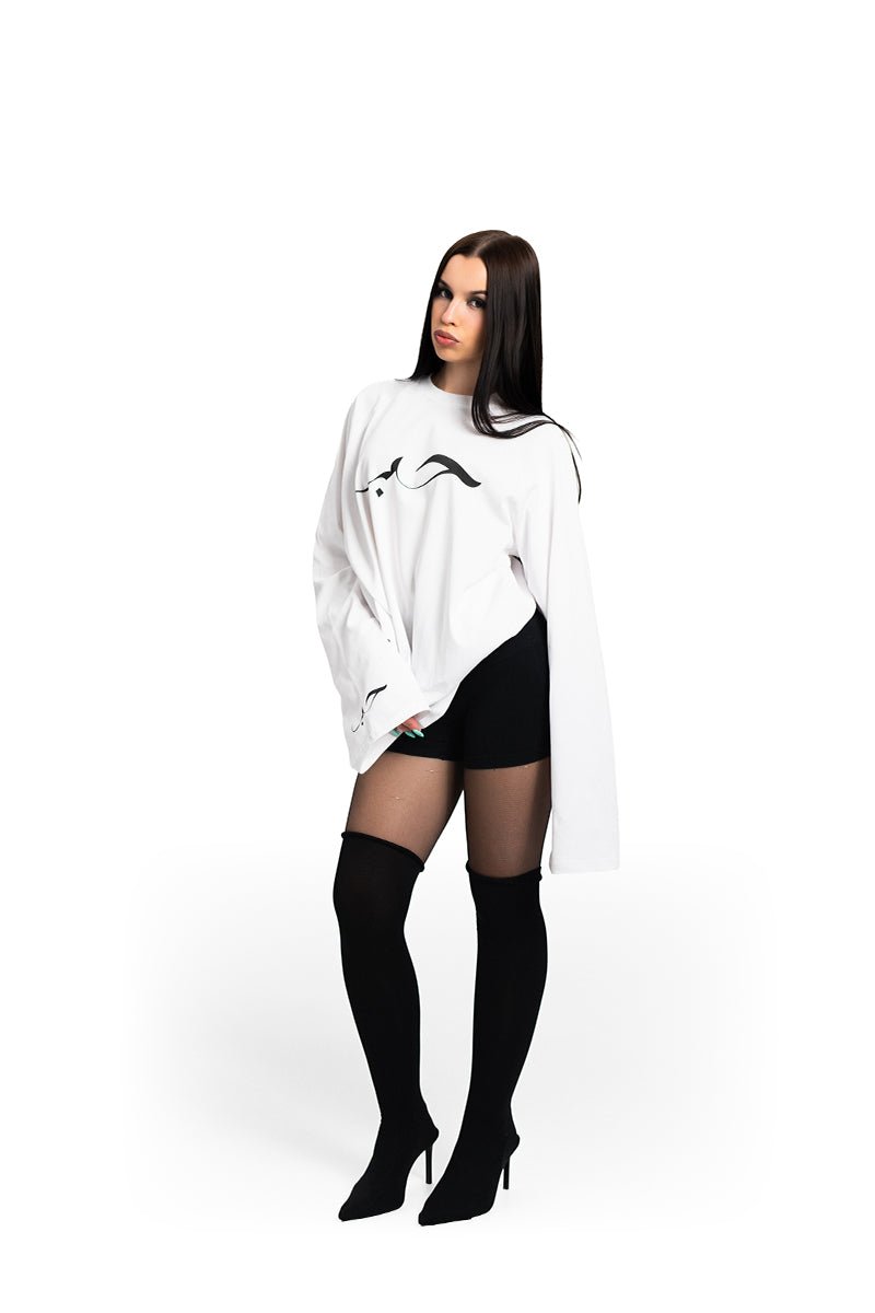 Arabic White Basic Longsleeve | T-Shirt by Oxycult
