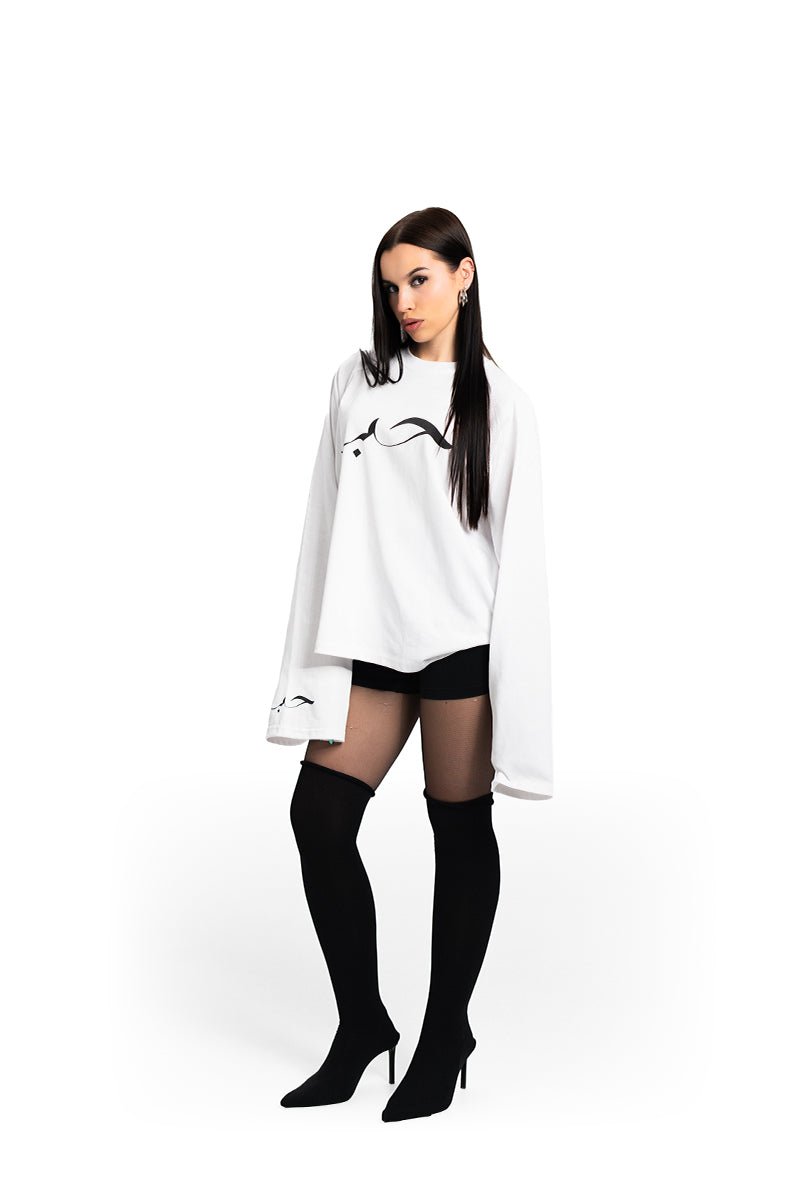 Arabic White Basic Longsleeve | T-Shirt by Oxycult