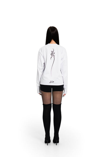Arabic White Longsleeve | T-Shirt by Oxycult