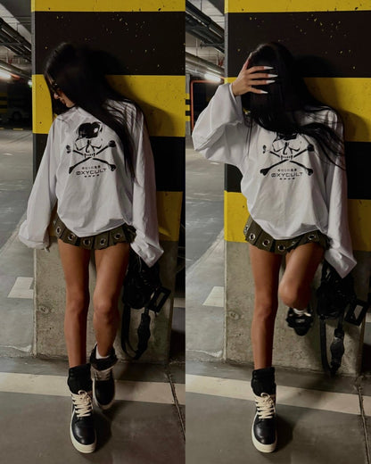 Skull Longsleeve White | T-Shirt by Oxycult