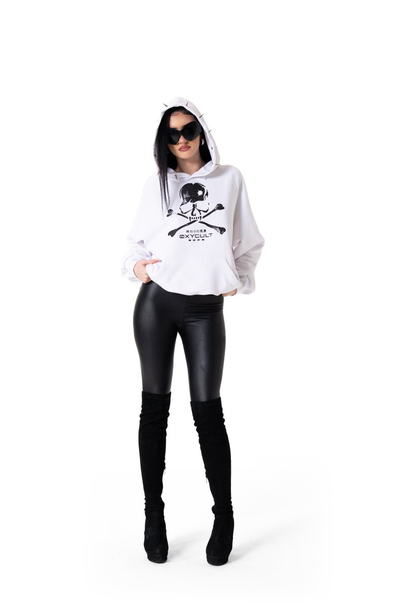 Skull Spikes Hoodie White | Hoodies by Oxycult
