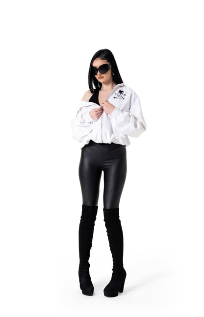Skull Spikes Zip Hoodie White | Hoodies by Oxycult